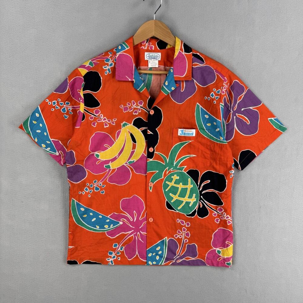 Vintage Jams World Surf Line Hawaii Shirt Size Medium Multicolor Fruit 80s
